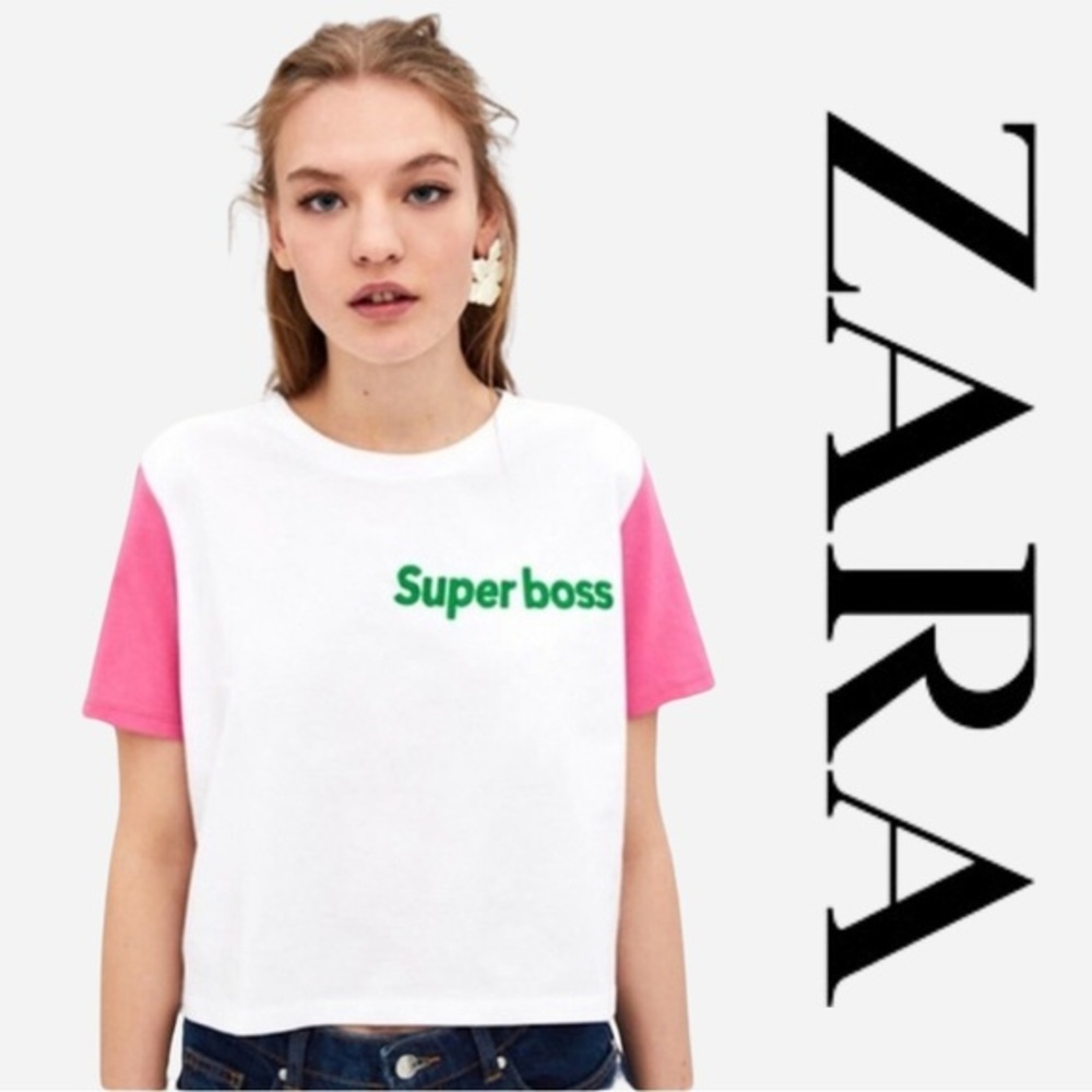 ZARA Trafaluc Collection | “Super boss” | Short Sleeve T-Shirt | Small - Picture 1 of 6